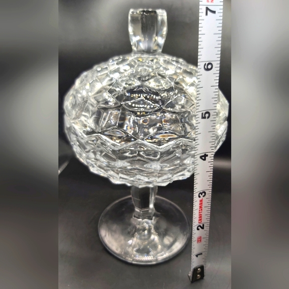 Fostoria American cube pattern candy dish - Picture 6 of 7